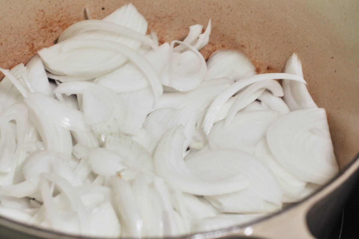 cooking onions in japanese beef curry drippings
