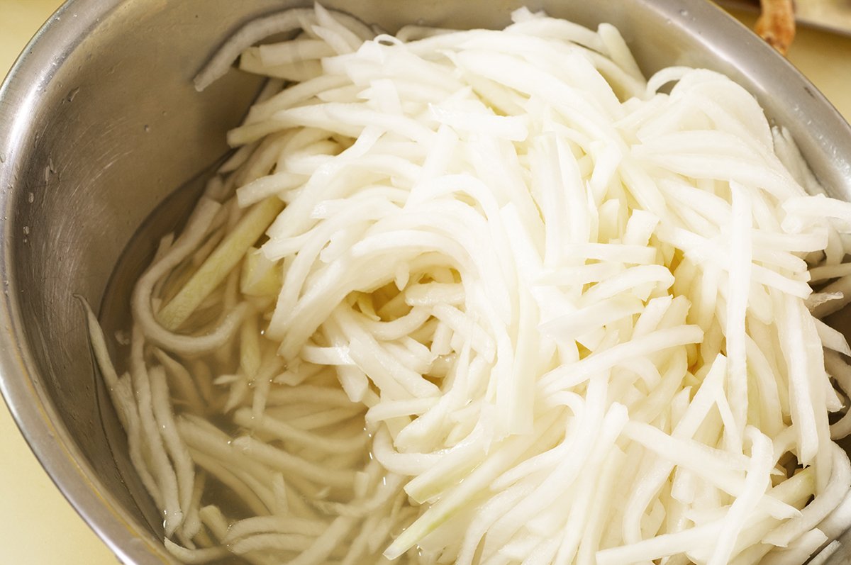 shredded radish in bowl