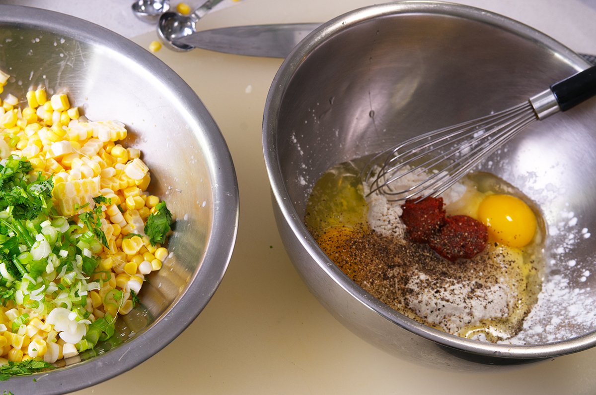 making batter for corn fritters