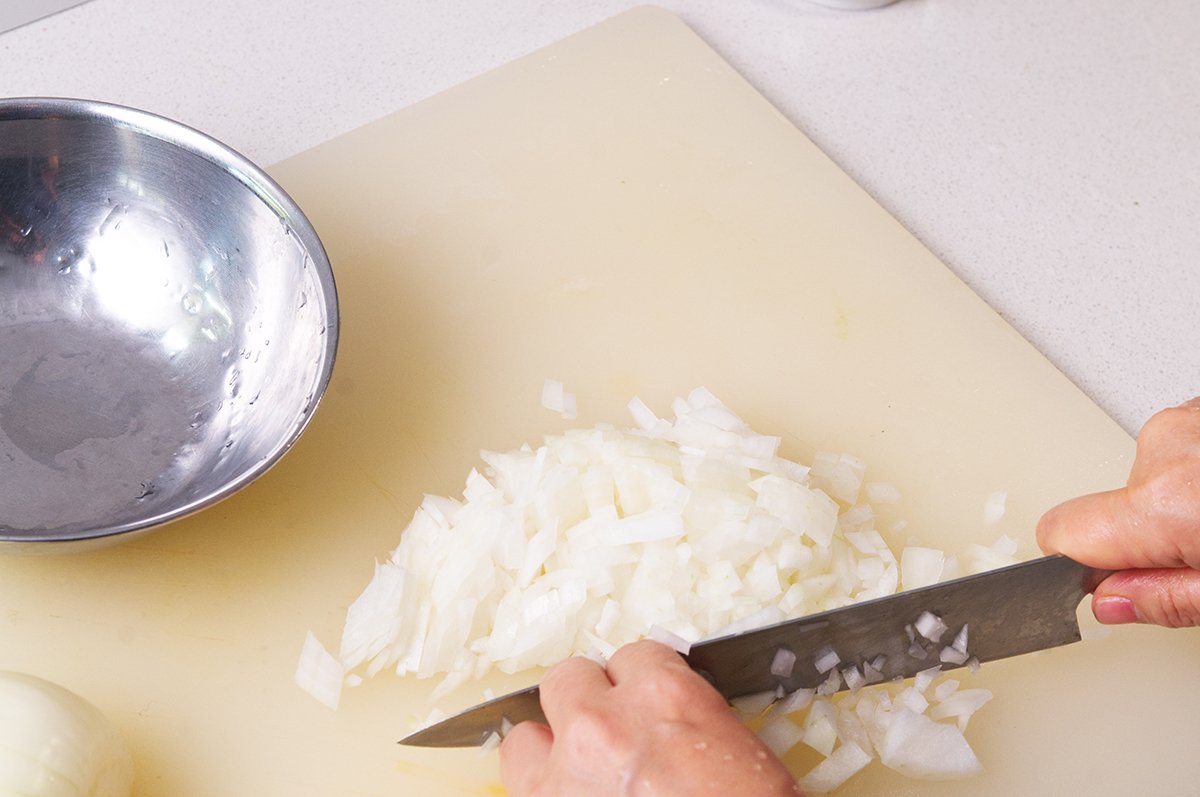 diceed onion for zucchini jam