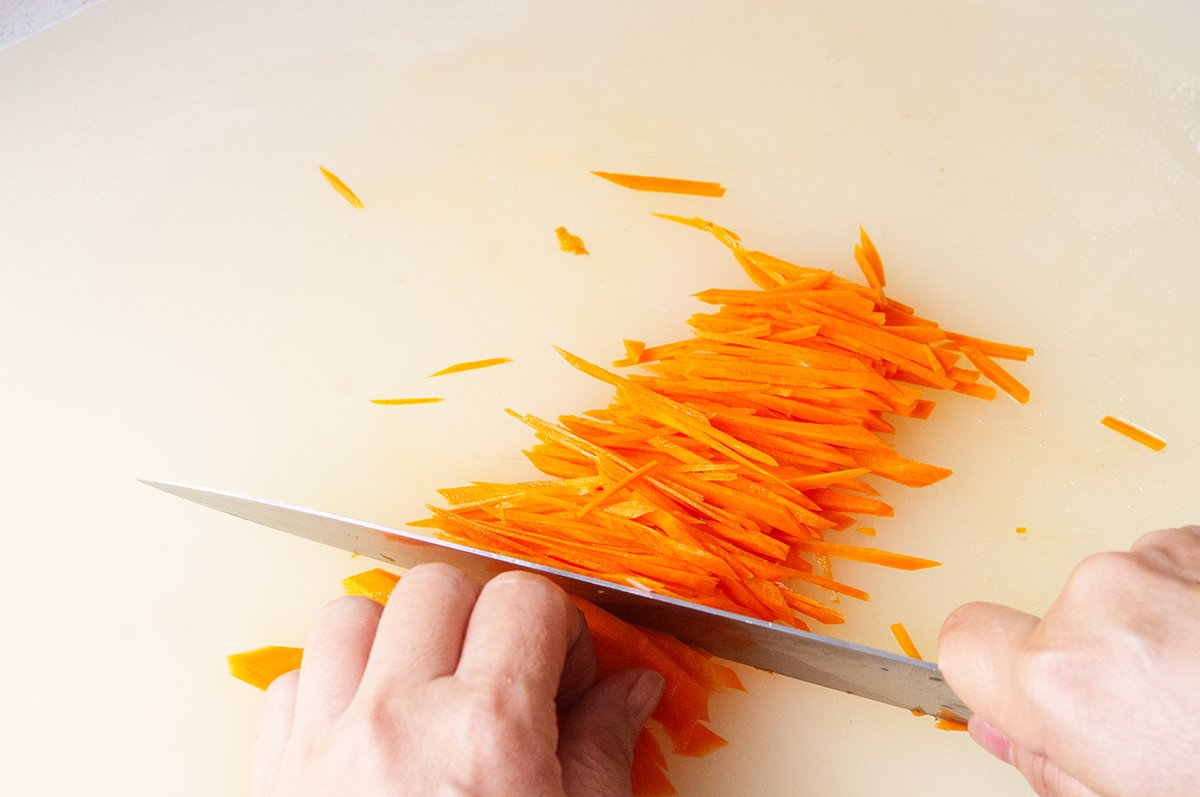 cutting carrots into matchsticks
