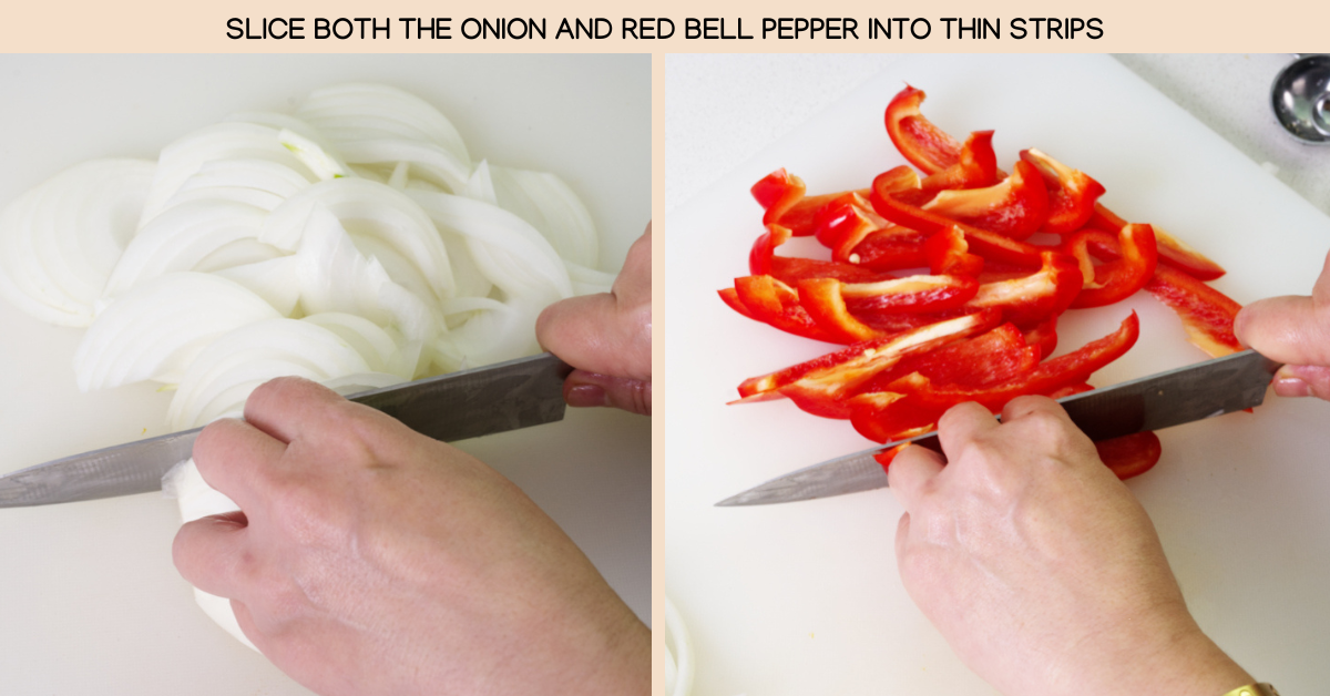 onion red pepper beef