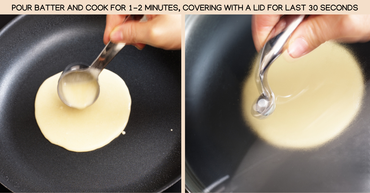 cooking dorayaki pancake in skillet
