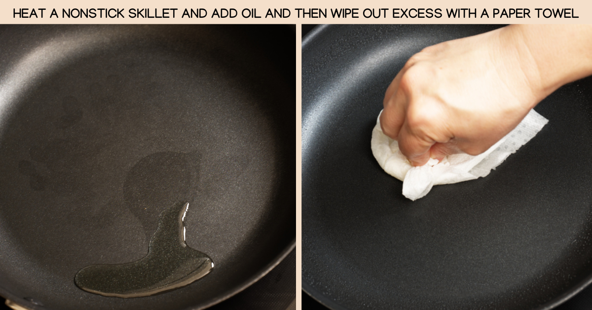prepping nonstick skillet