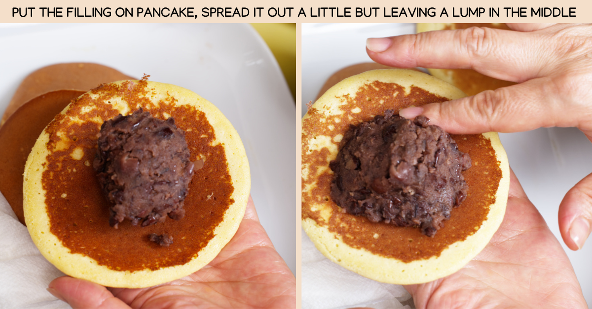 adding the red bean paste