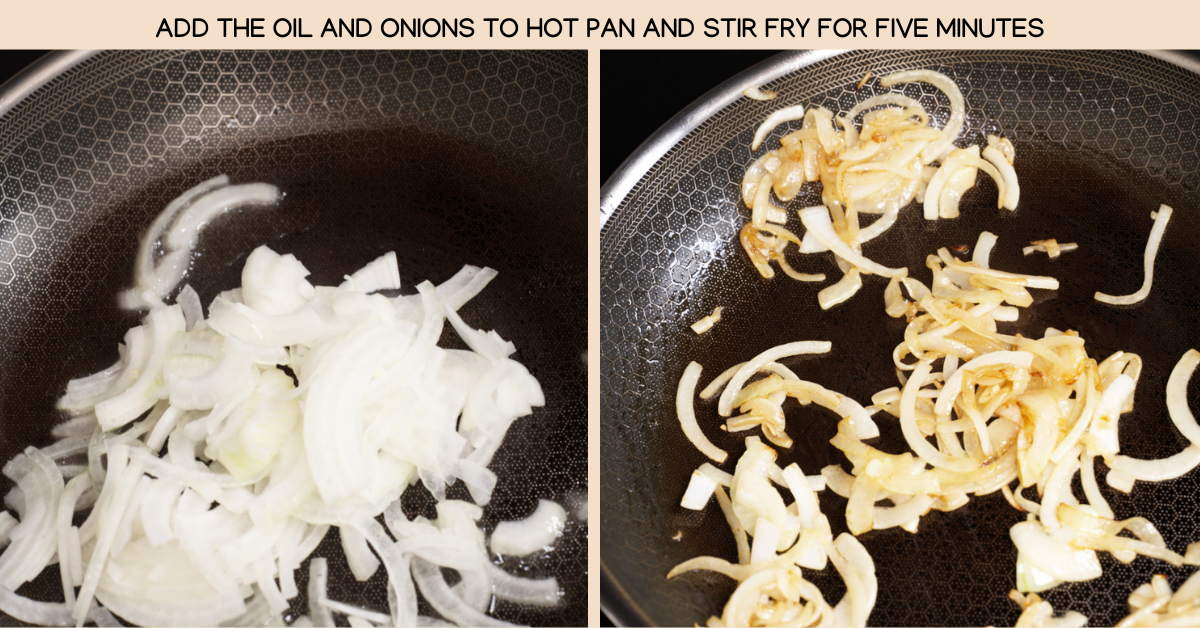 cooking onions for korean stir fried potatoes