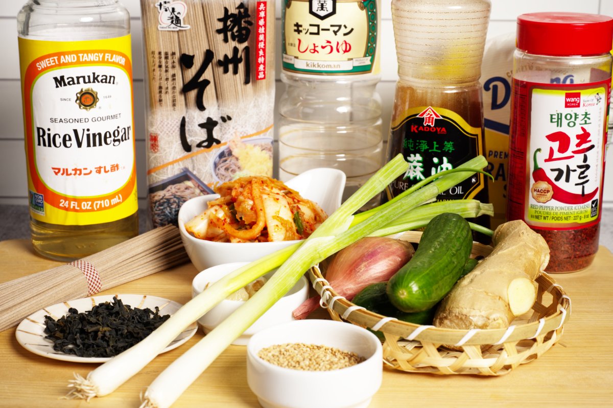 ingredients for chilled noodle salad