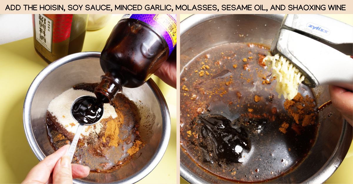 adding the rest of the char siu marinade ingredients