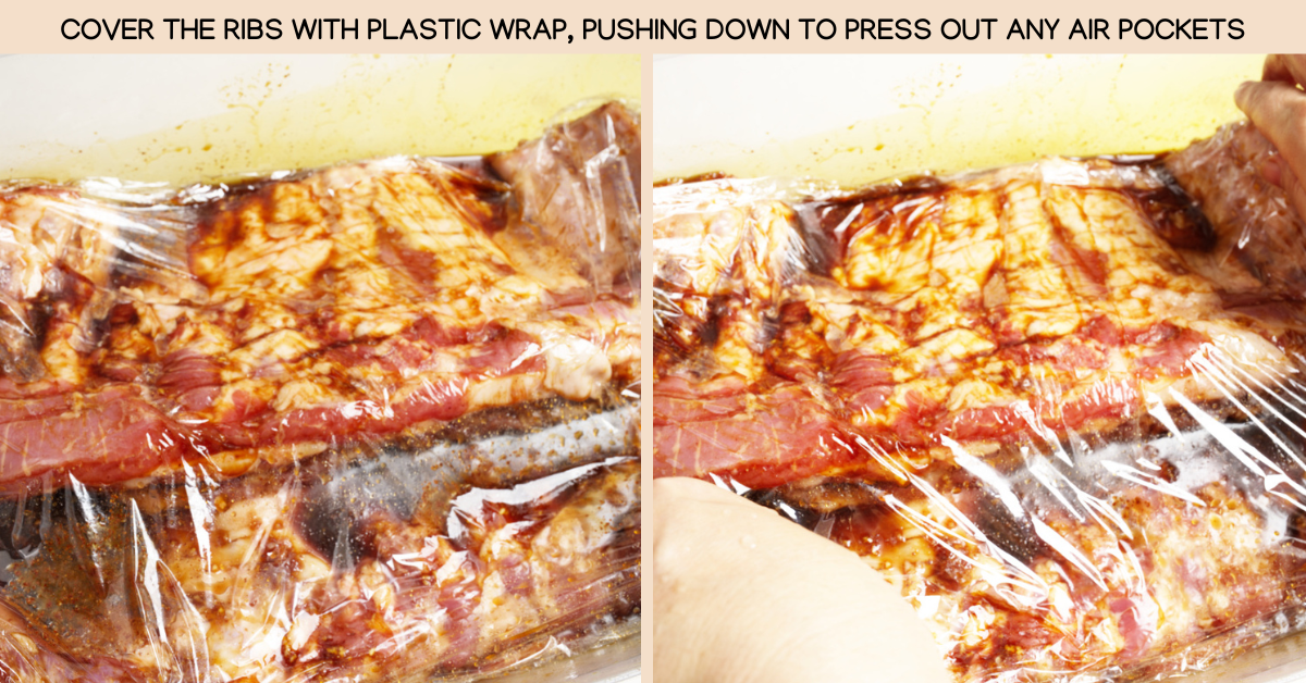covering ribs with plastic wrap