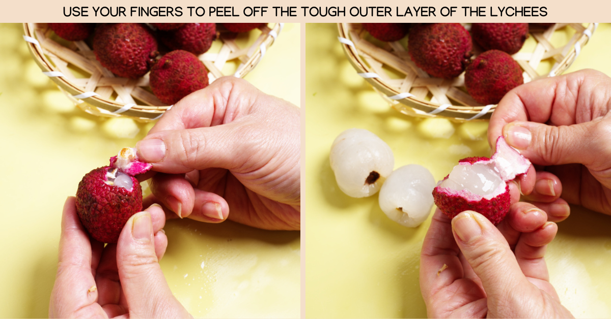 peeling lychees