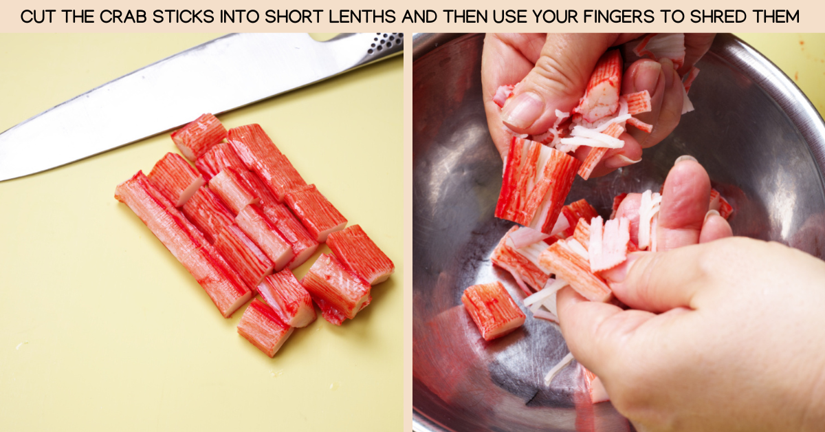 shredding crab sticks