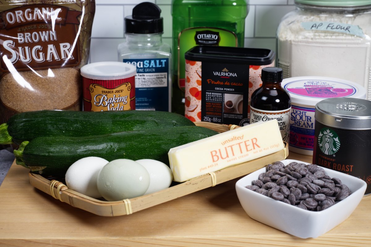 photo of the chocolate zucchini cake ingredients