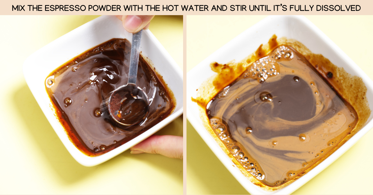 mixing espresso powder with water until smooth