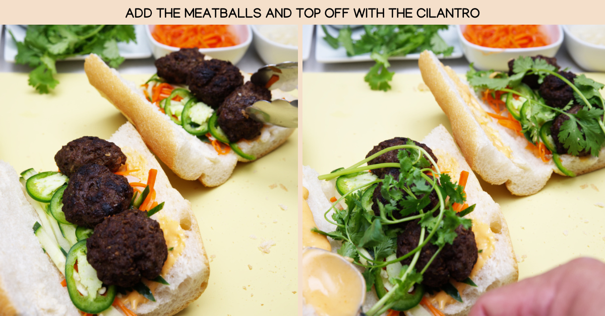 finishing the meatball banh mi