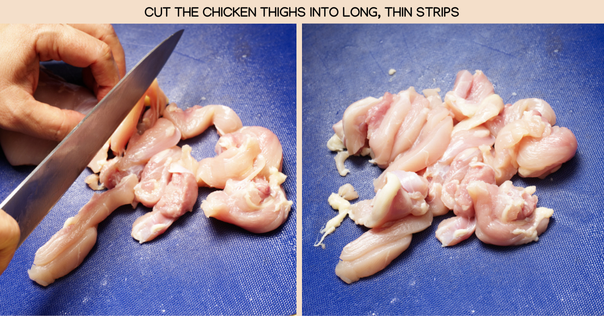 photo of cutting chicken