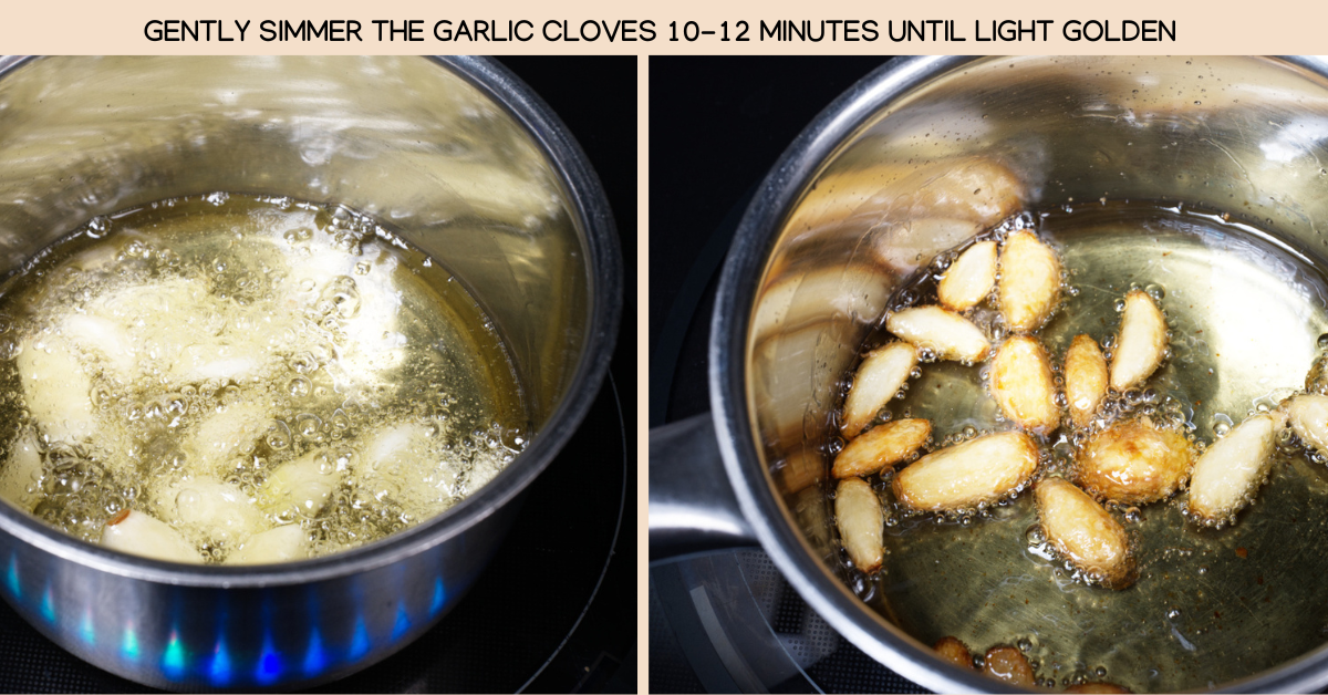 photo cooking the garlic cloves