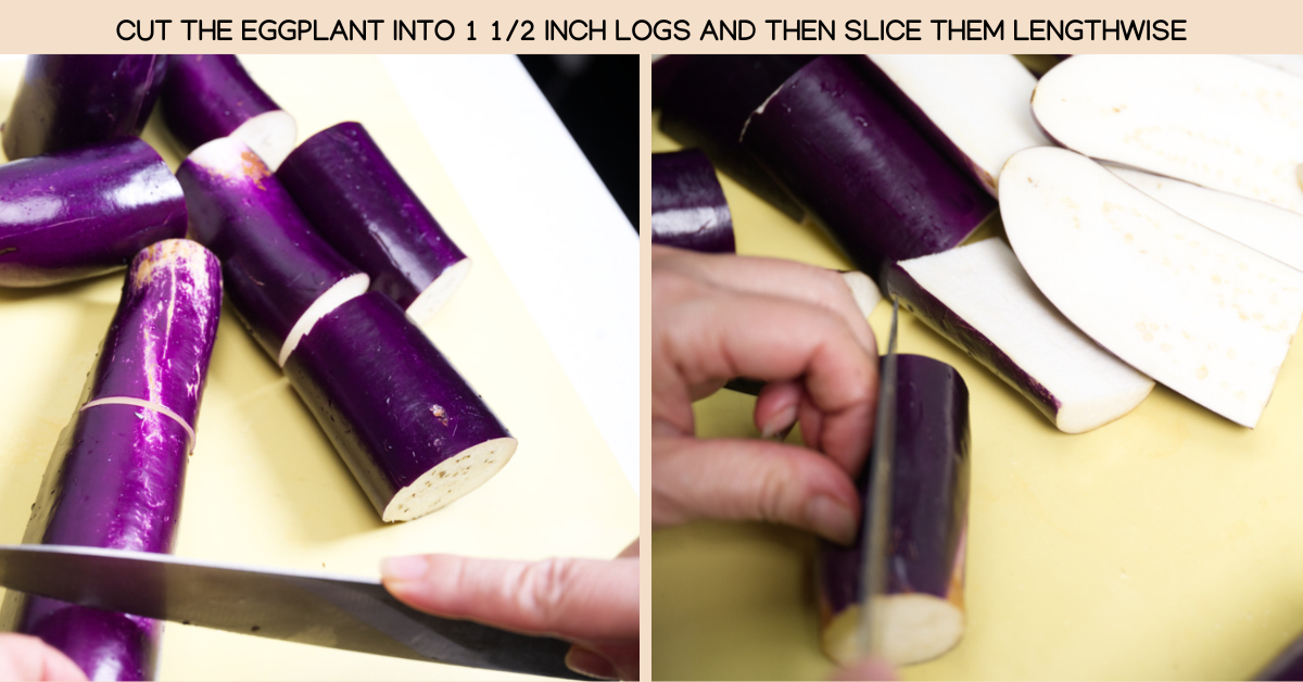 photo of cutting the eggplant
