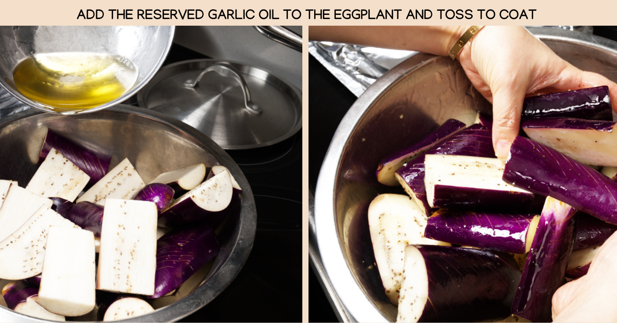 coating eggplant with garlic oil