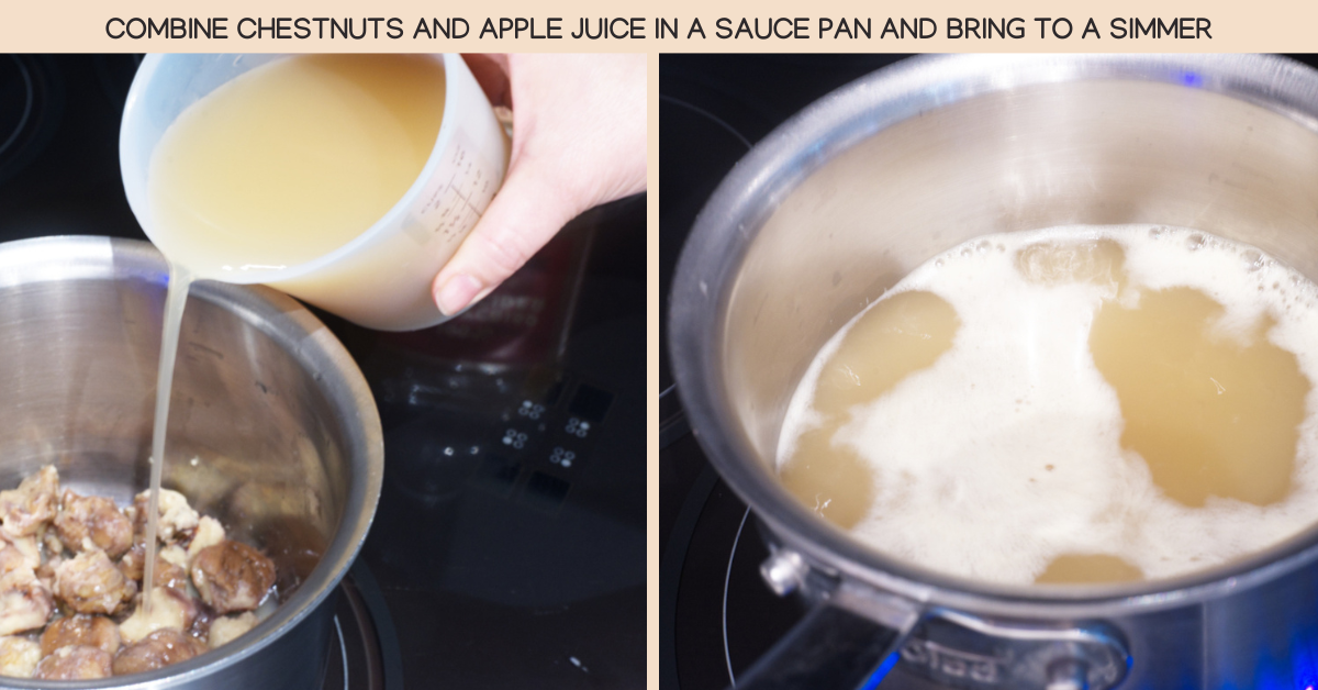 photo of simmering chestnuts in apple juice