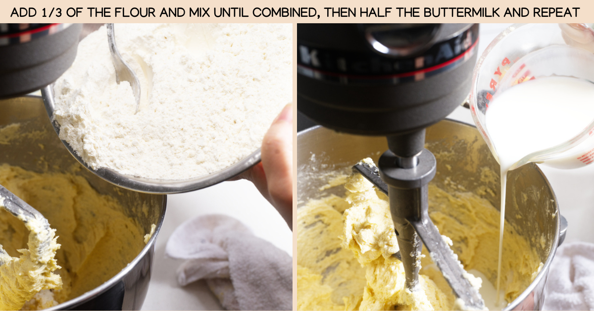 photo alternating flour with buttermilk