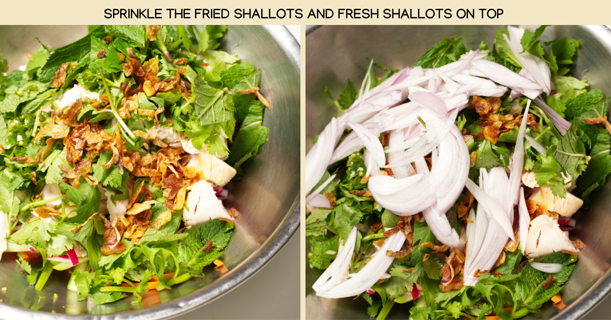 photo adding shallots to salad