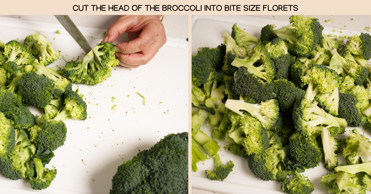 photo of chopping broccoli into florets