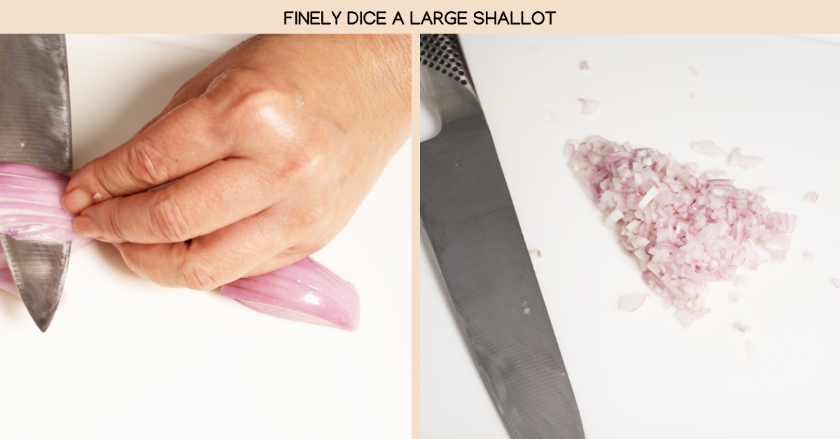 photo dicing shallot for salsa
