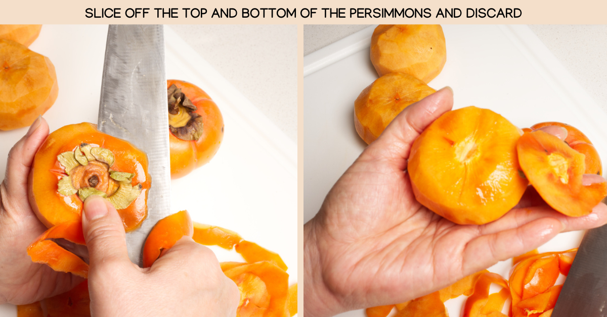 photo removing the top and bottom of the fruit