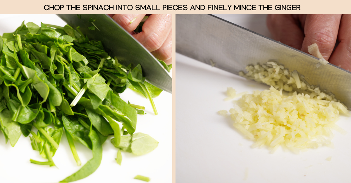 photo chopping spinach and ginger