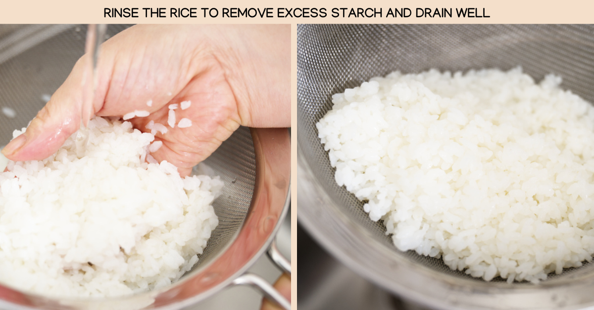 rinsing the rice
