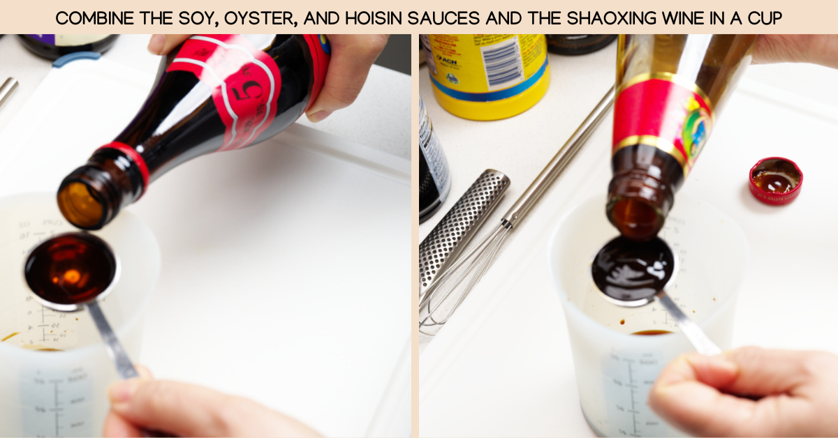 mixing the sauces for the stir-fry