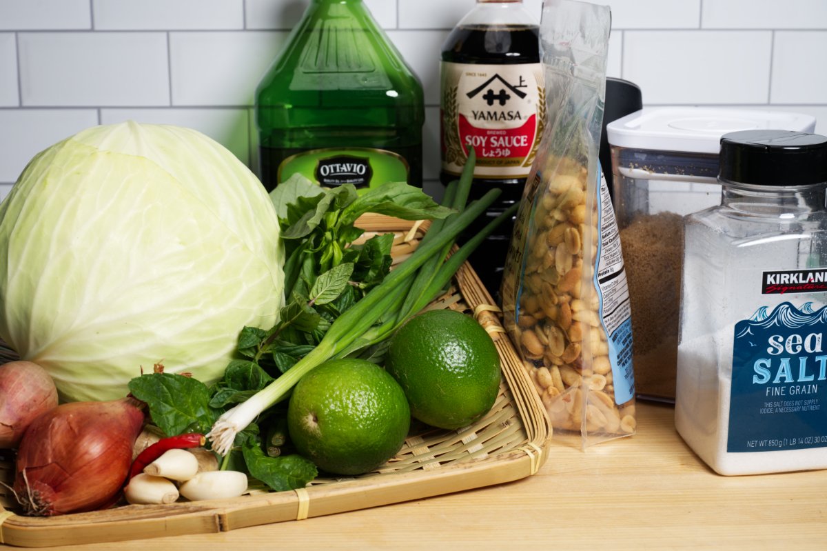 ingredients for crunchy cabbage slaw