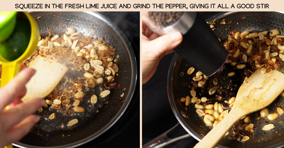 squeezing limes and grinding pepper