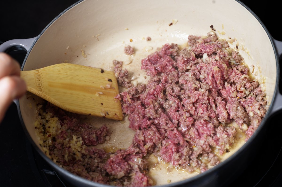browning meat tofu