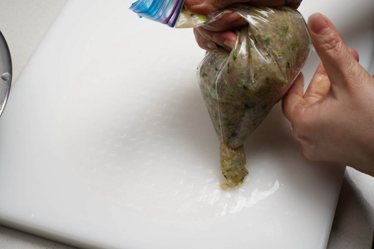 snipped bag of filling