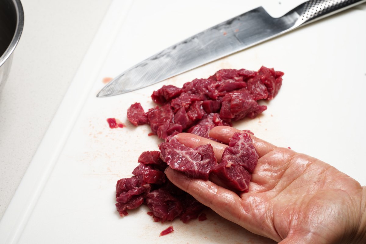 perfect bite size beef for fried rice