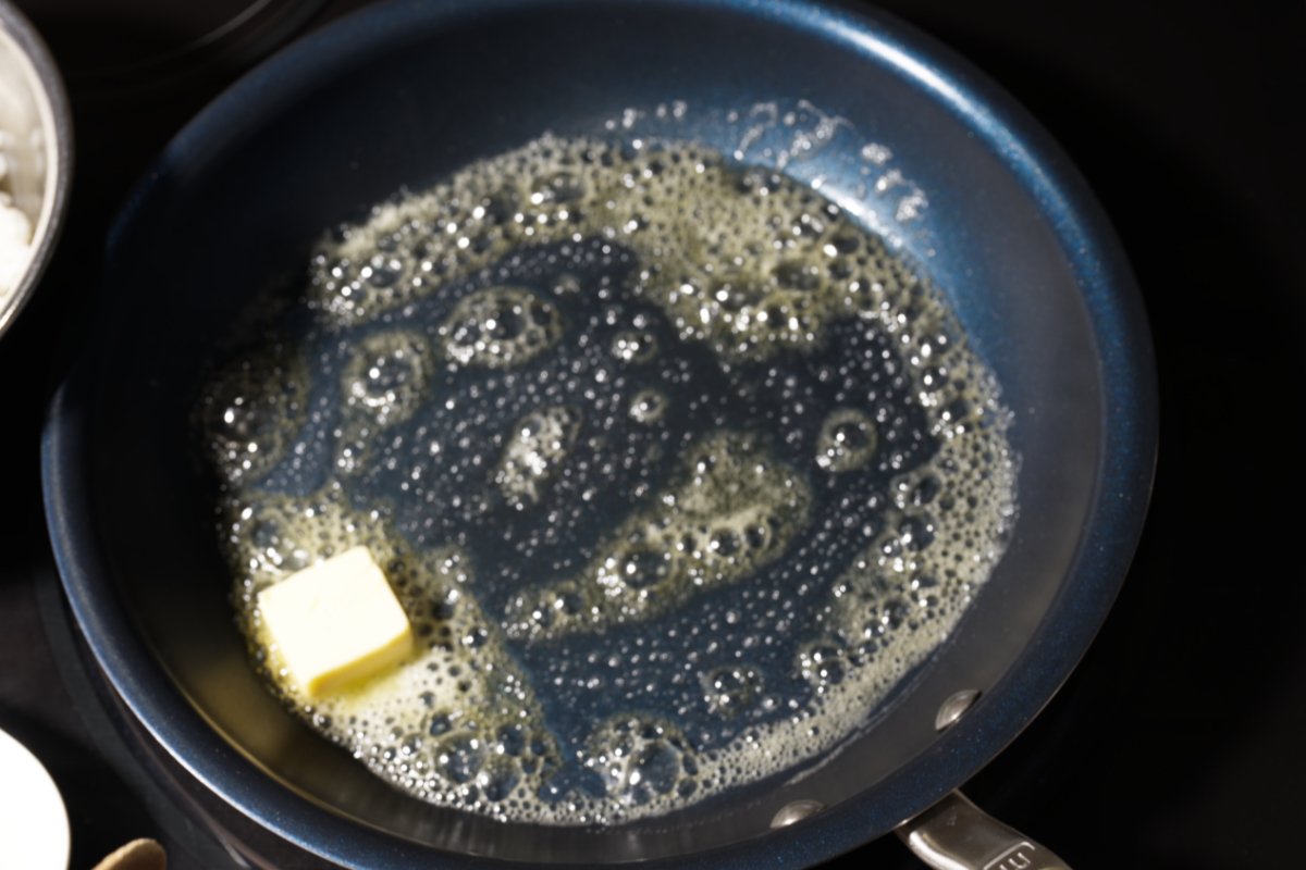 heating butter in skillet