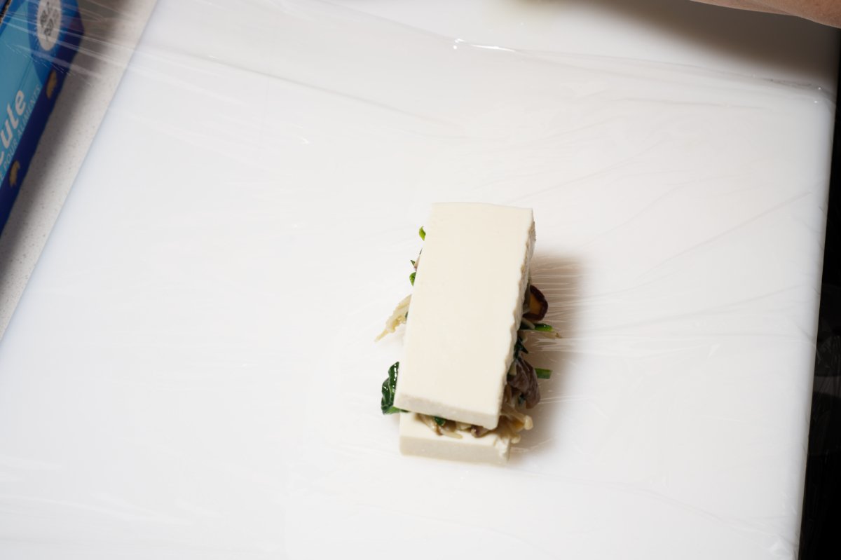 filling and shaping chilled tofu terrine