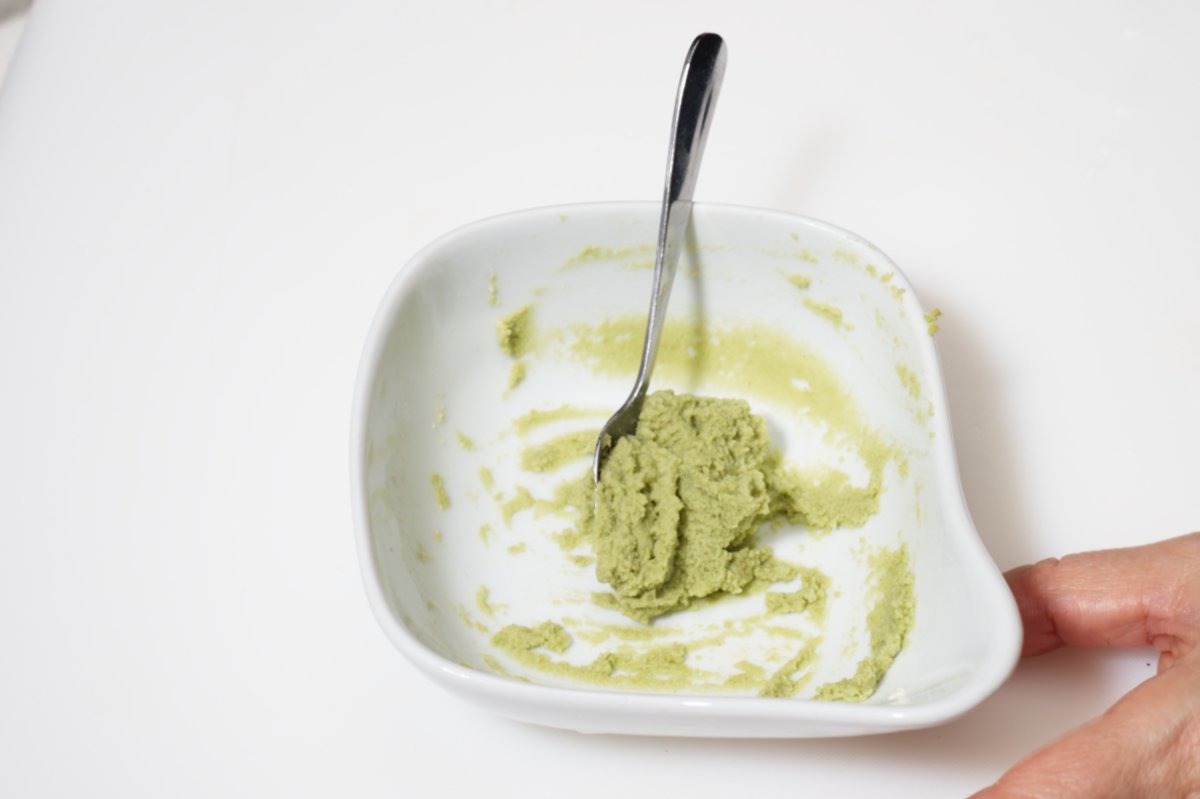 mixing the powder and water together into a paste california rolls