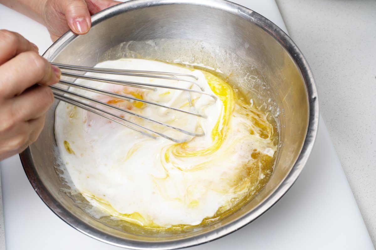whisking wet ingredients