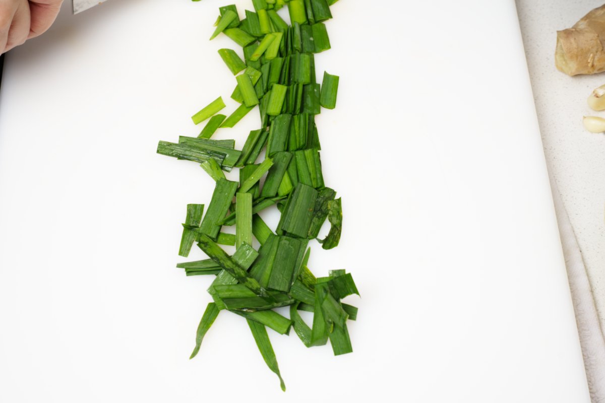 chopped chives for stuffed cucumber kimchi