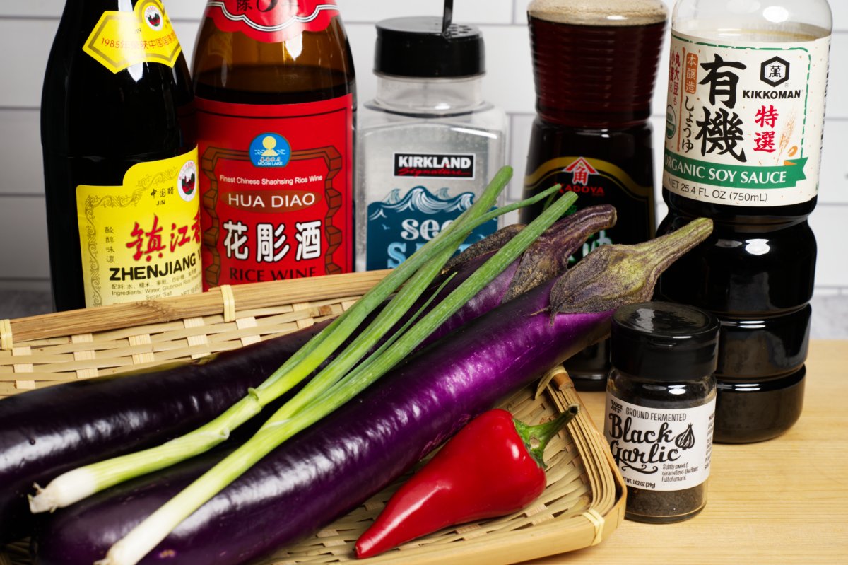 ingredients for Chinese-style eggplant salad