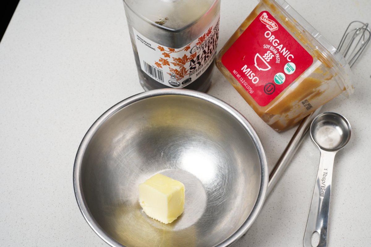 butter in bowl for slow roasted okinawan potatoes
