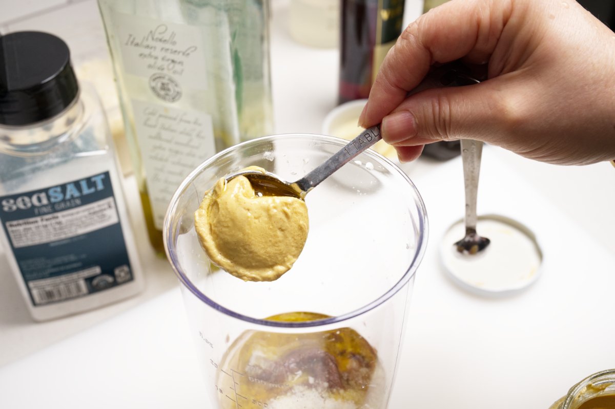adding the mustard