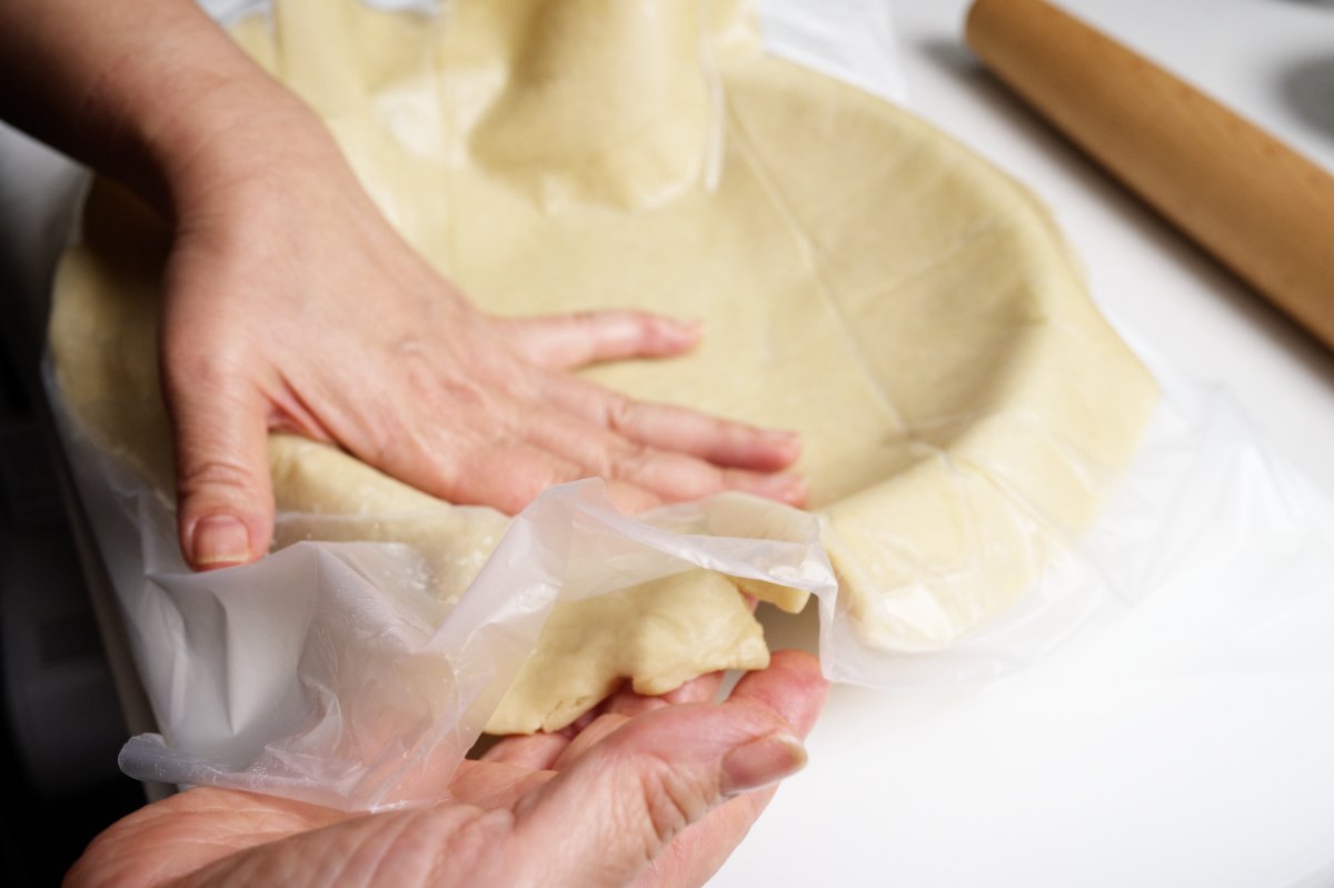 placing crust in pie plate