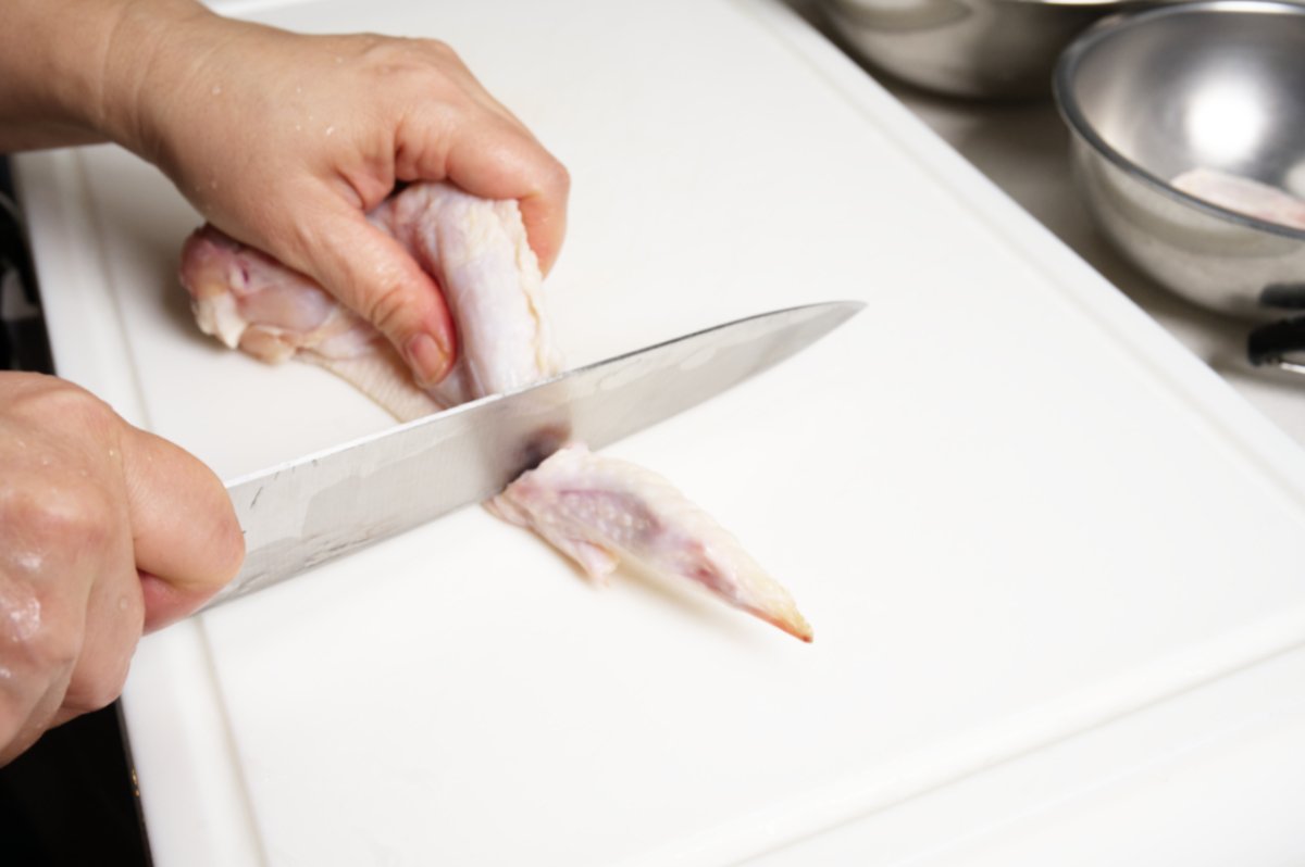 cutting off tip for salt and pepper wings