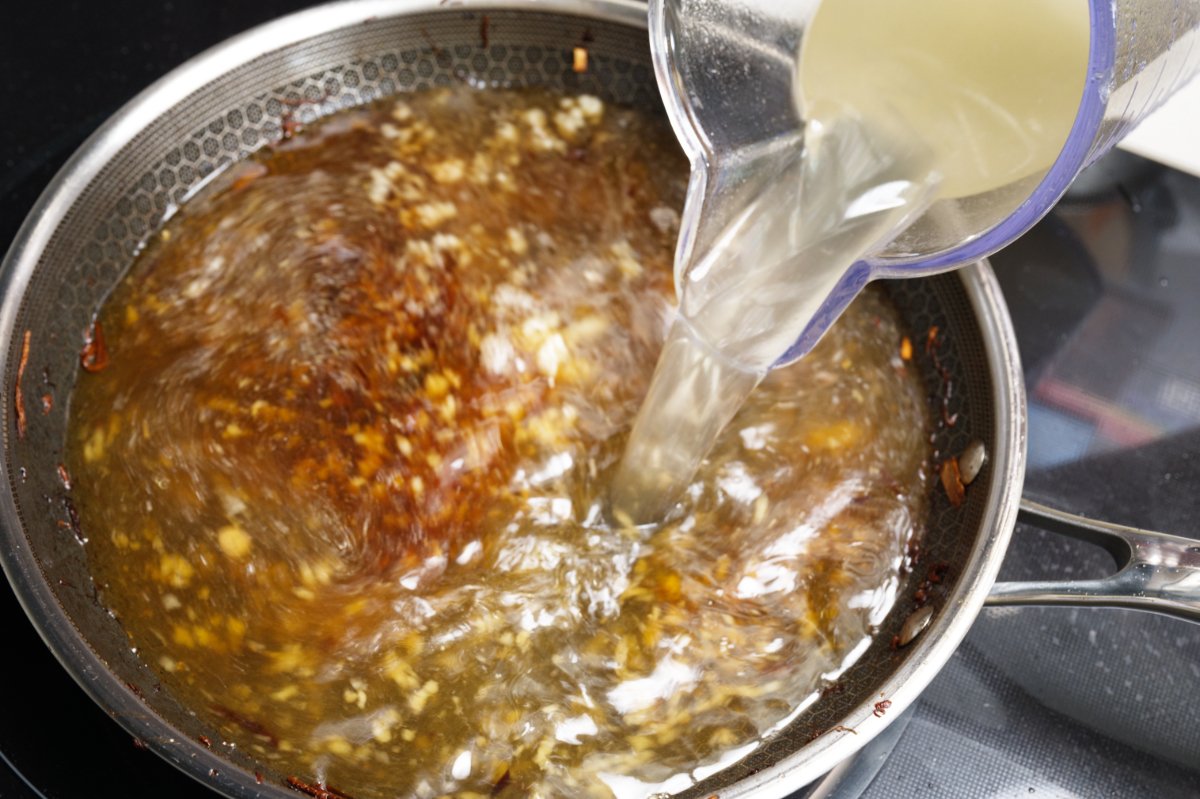 add turkey stock to sauce