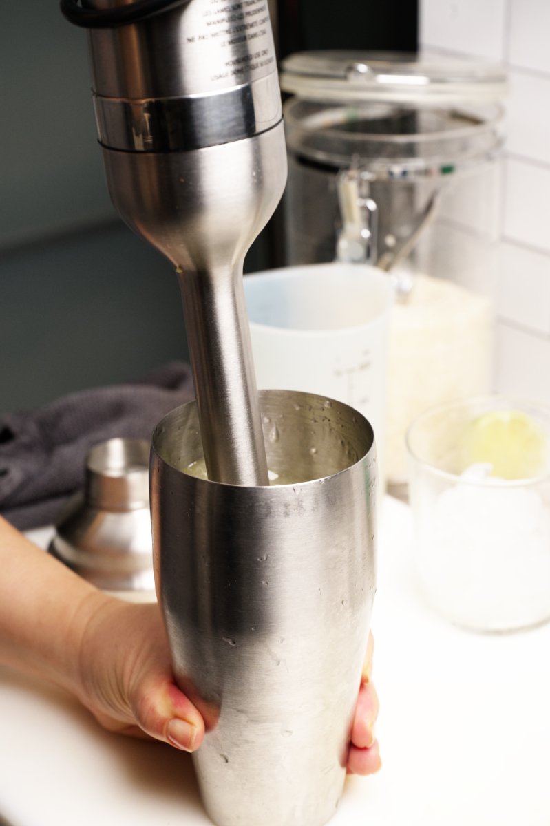 using immersion blender in the cocktail shaker