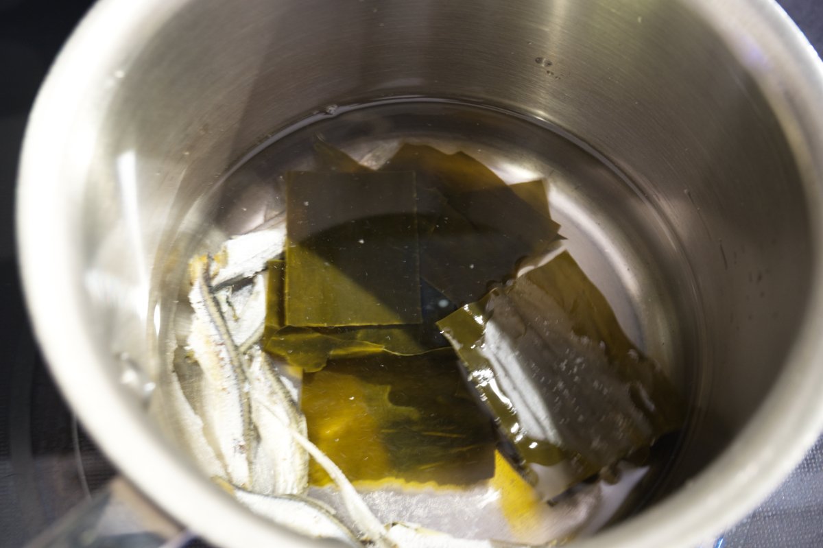 kombu and anchovies in water forbeef sundubu-jjigae
