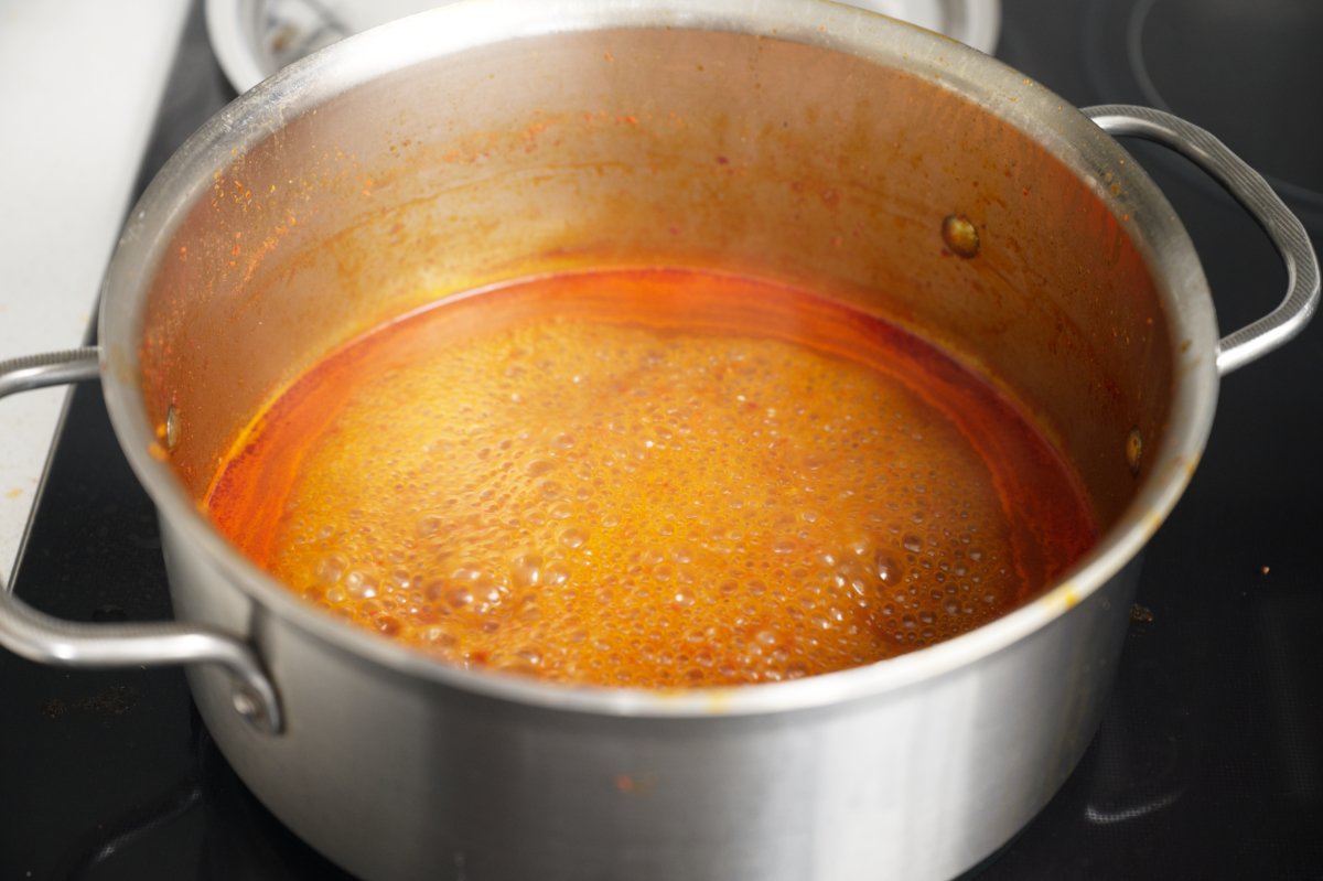 reducing sauce for spicy Korean braised chicken